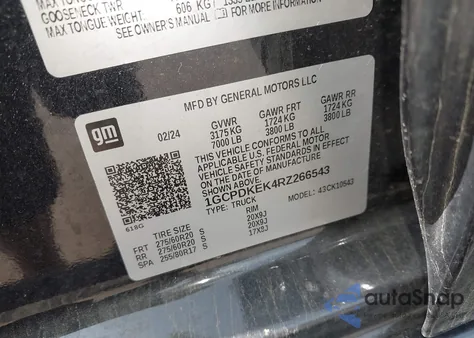 2024 Chevrolet Silverado 1500 4Wd Short Bed Lt With 2Fl from USA, damaged, VIN 1GCPDKEK4RZ266543